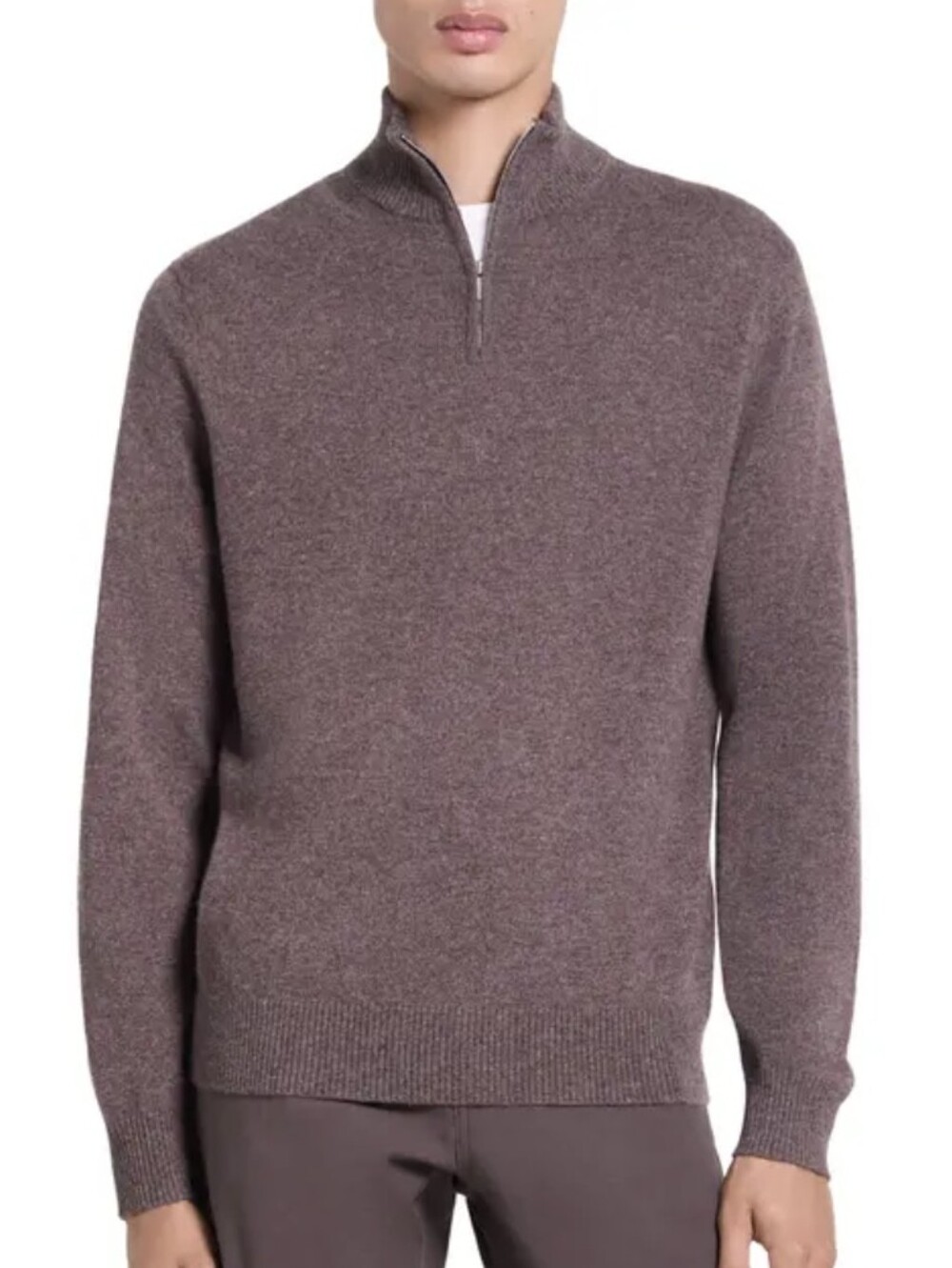 John W Nordstrom 100% Cashmere Knit Sweater L Mens 1/4 zip Mock Neck Pullover